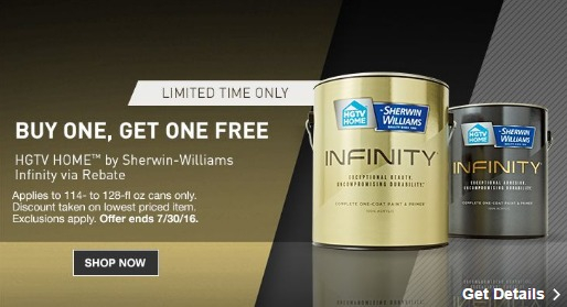 BOGO Free HGTV Home By Sherwin Williams Infinity Paint From Lowe s