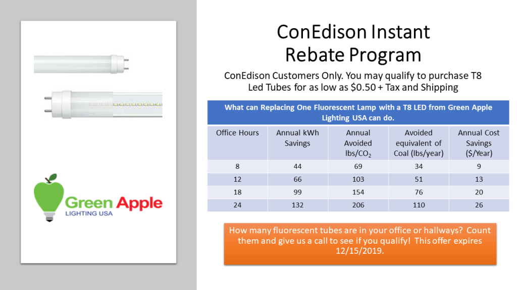 ConEd Instant Rebate 50 Cent LED Tubes Till 12 15 2019 LC Associates