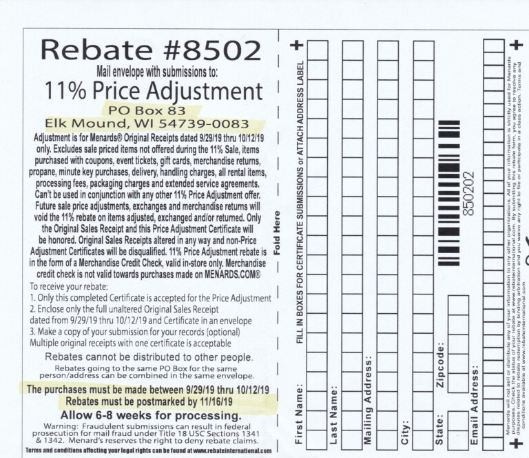 Menards 11 Price Adjustment Rebates LatestRebate