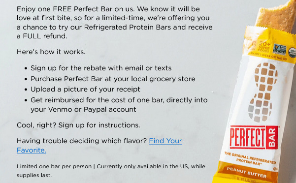 Rebate FREE Perfect Refrigerated Protein Bar